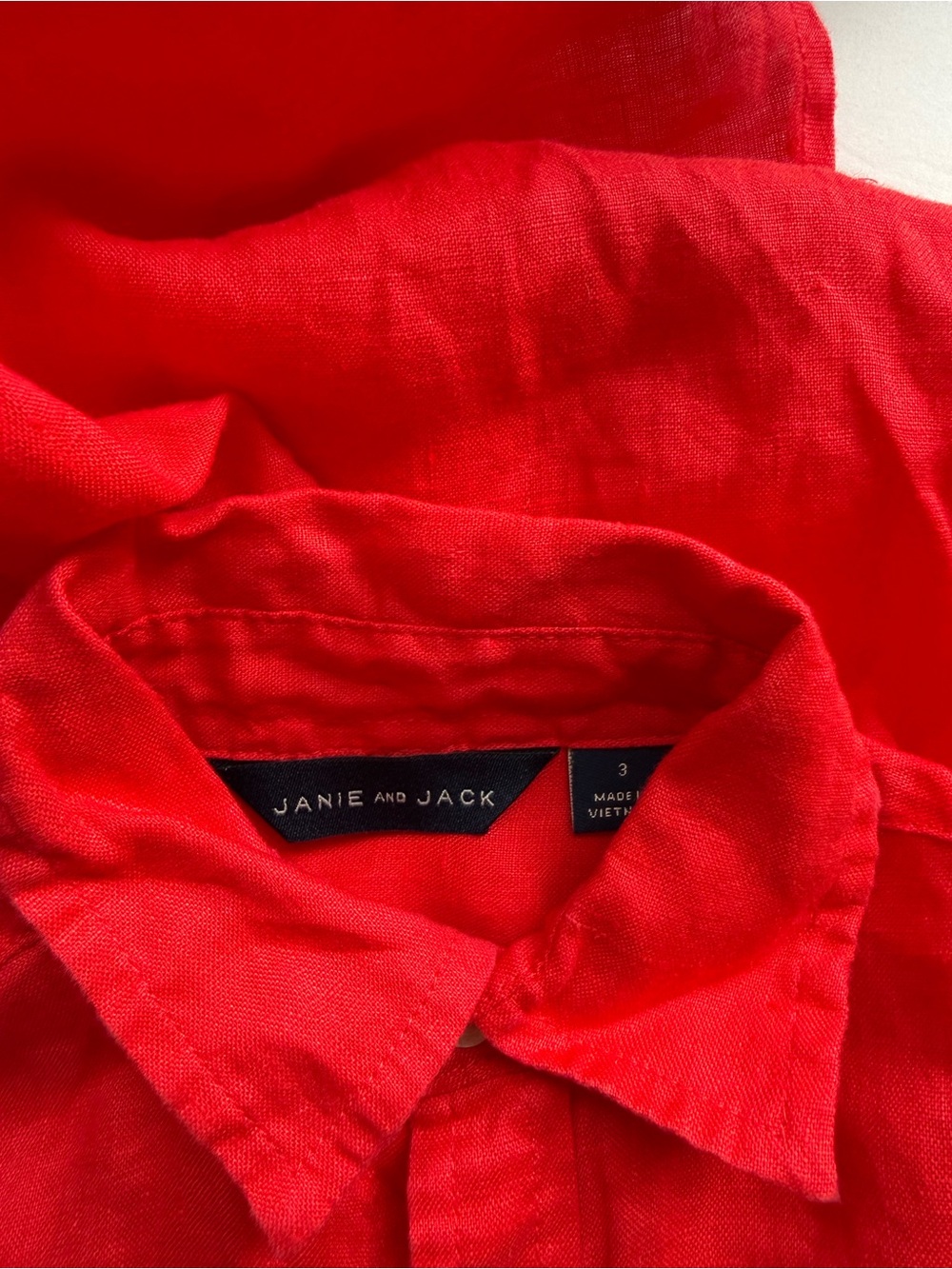 Janie and Jack Toddler Summer Linen Button Down Shirt Size: 3 - Picture 3 of 7